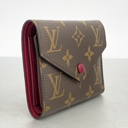 Louis Vuitton Tri-fold Wallet Monogram Portefeuille Victorine M41938 Brown Fuchsia Women's