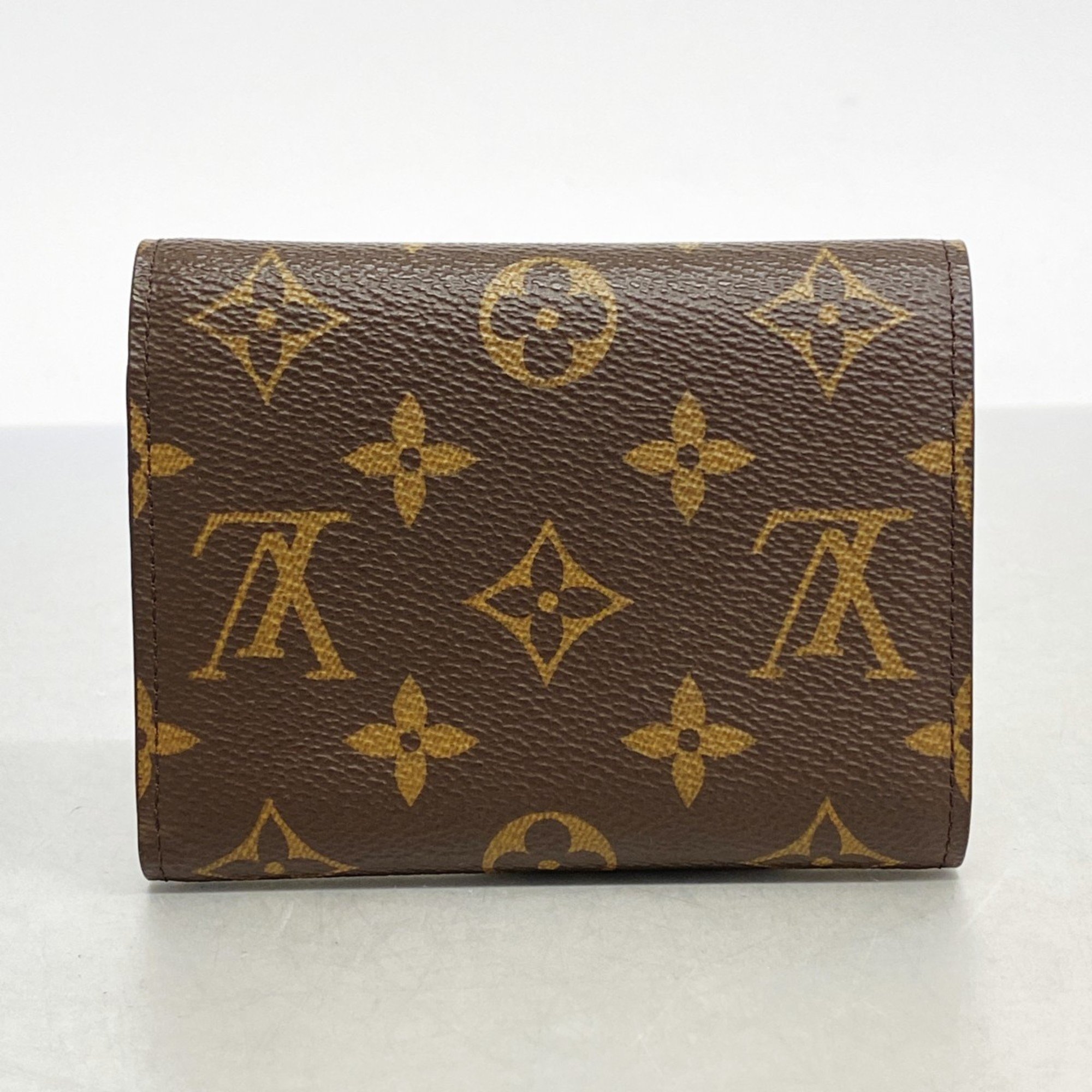 Louis Vuitton Tri-fold Wallet Monogram Portefeuille Victorine M41938 Brown Fuchsia Women's