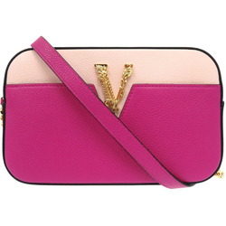 Versace Virtus Chain Shoulder Bag Pouch Metal Icon Leather Pink 0727VERSACE