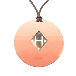 Hermes Buffalo Horn H Necklace Coral Pink 0209HERMES