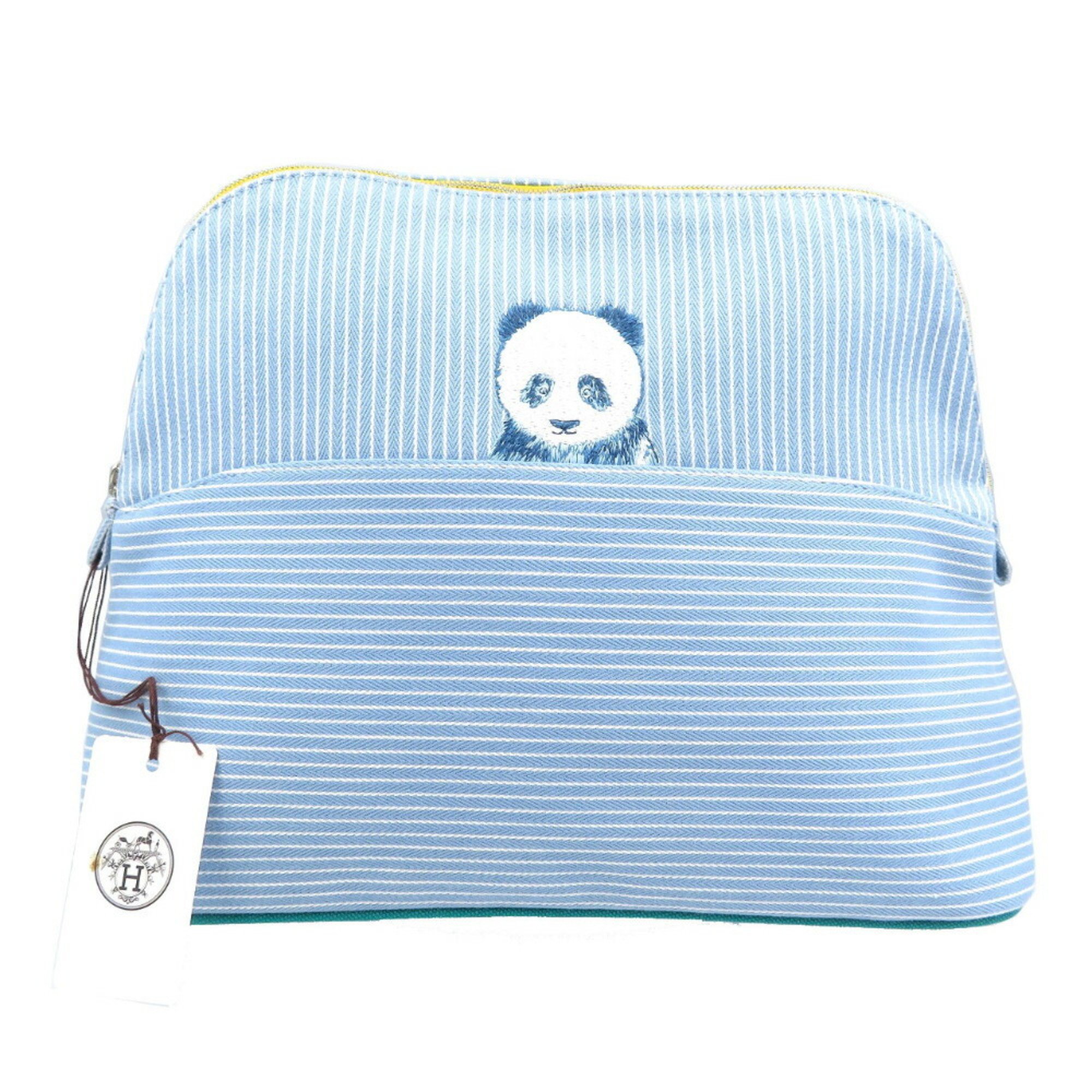 Hermes Baby Line Bolide Pouch Passpass Panda Cotton Blue 1977HERMES