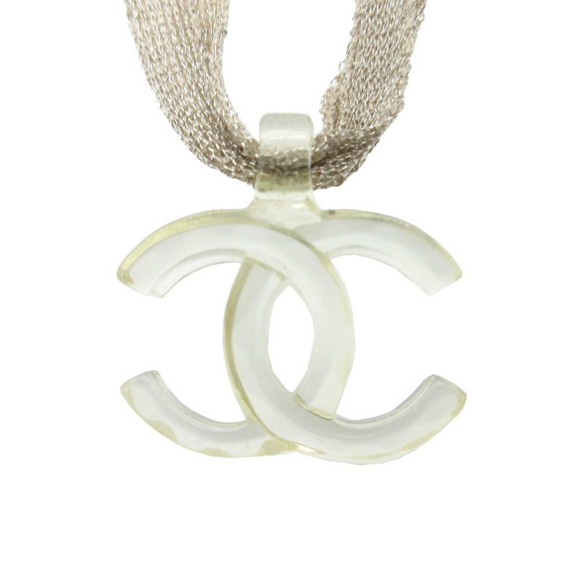 Chanel Coco Mark Necklace Plastic Clear Yellow 1117CHANEL