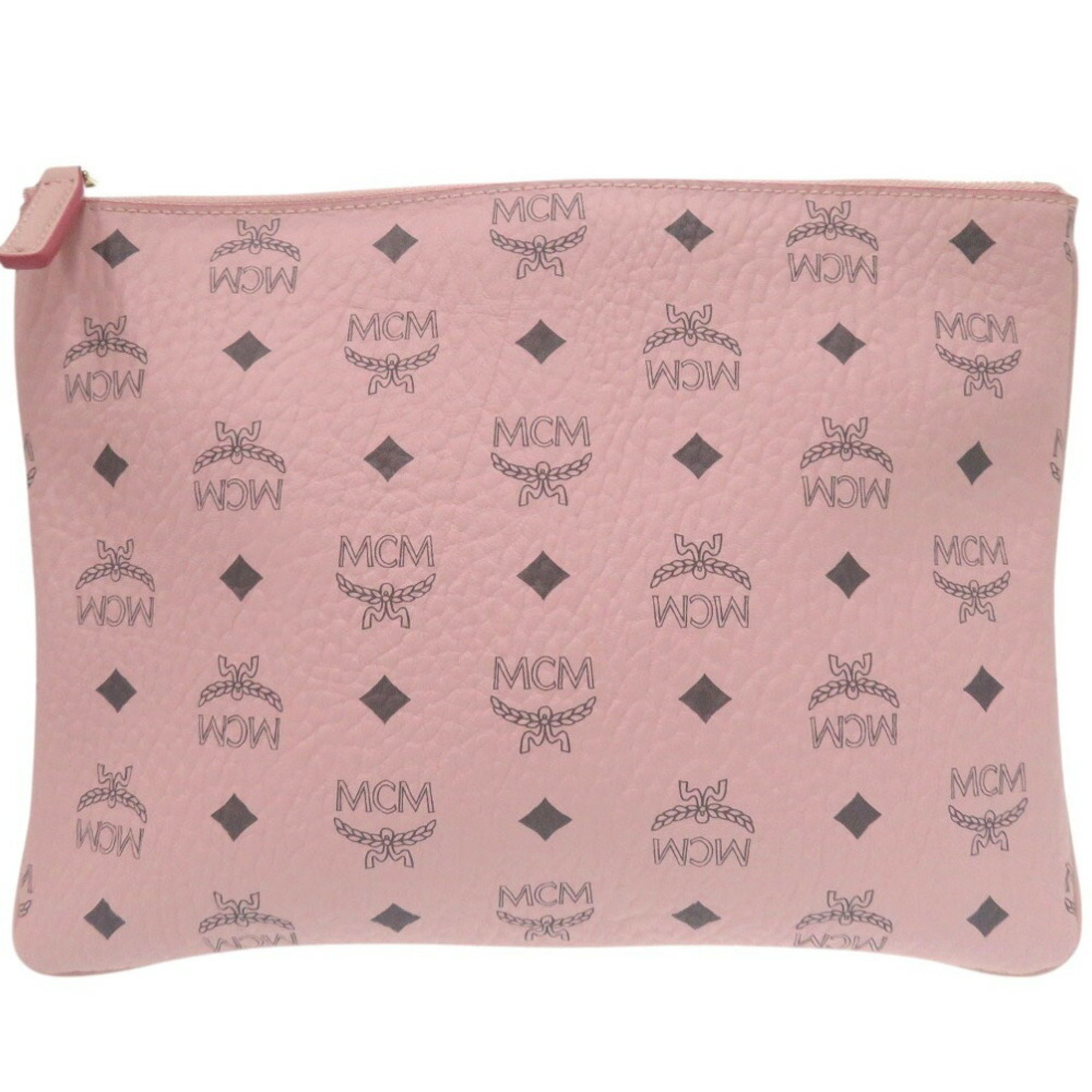 MCM Visetos Pattern 2-way Crossbody Pouch Clutch Bag Shoulder Pink MYZCAT08QH001 Leather 2268MCM