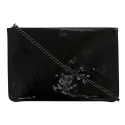 Christian Louboutin 2way Chain Clutch Bag Ruby Poche Patent Leather Black 0713Christian