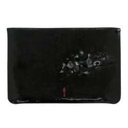 Christian Louboutin 2way Chain Clutch Bag Ruby Poche Patent Leather Black 0713Christian