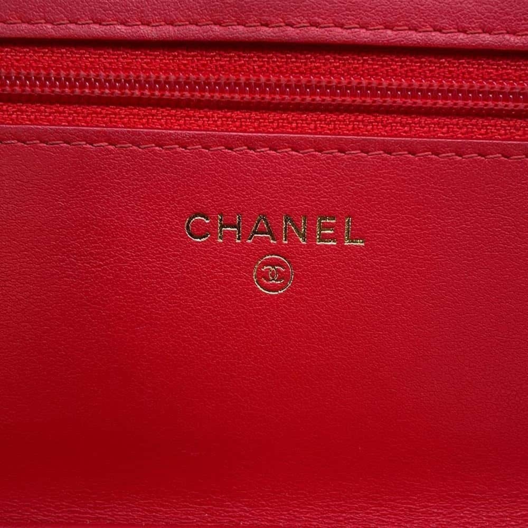 Chanel Chain Wallet CC Filigree Coco Mark Matelasse Caviar Skin A84451 CHANEL