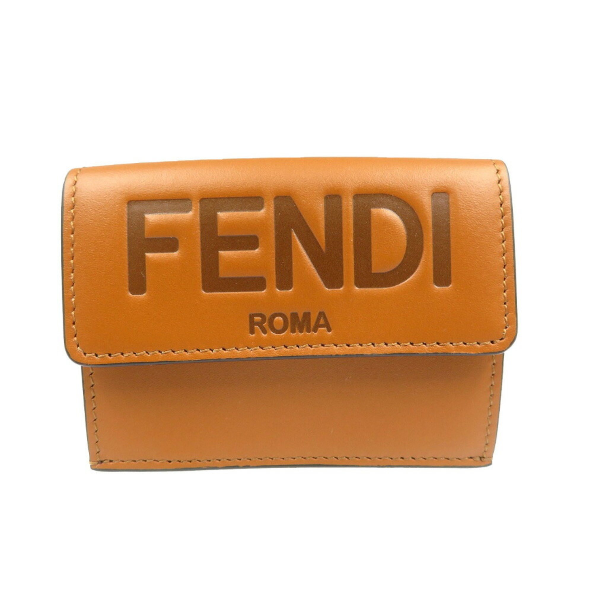 Fendi Roma Micro 8M0395 Leather Brown Tri-fold Wallet 1329FENDI