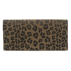 Fendi Leopard Print 8M0000 Canvas/Leather Beige Long Wallet 1304FENDI