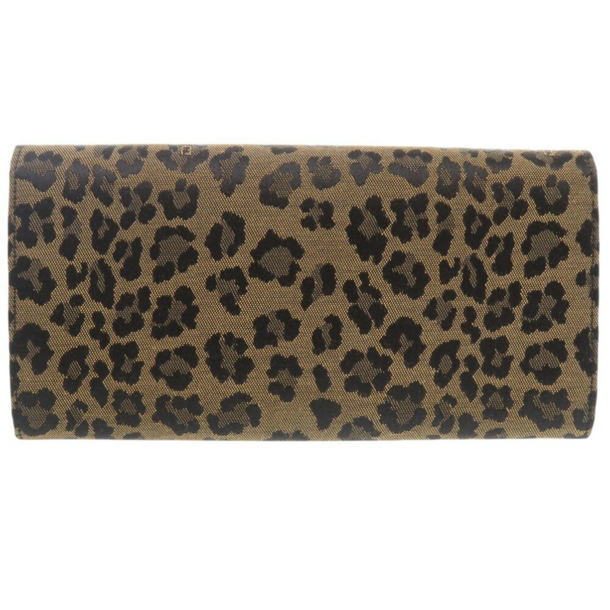 Fendi Leopard Print 8M0000 Canvas/Leather Beige Long Wallet 1304FENDI