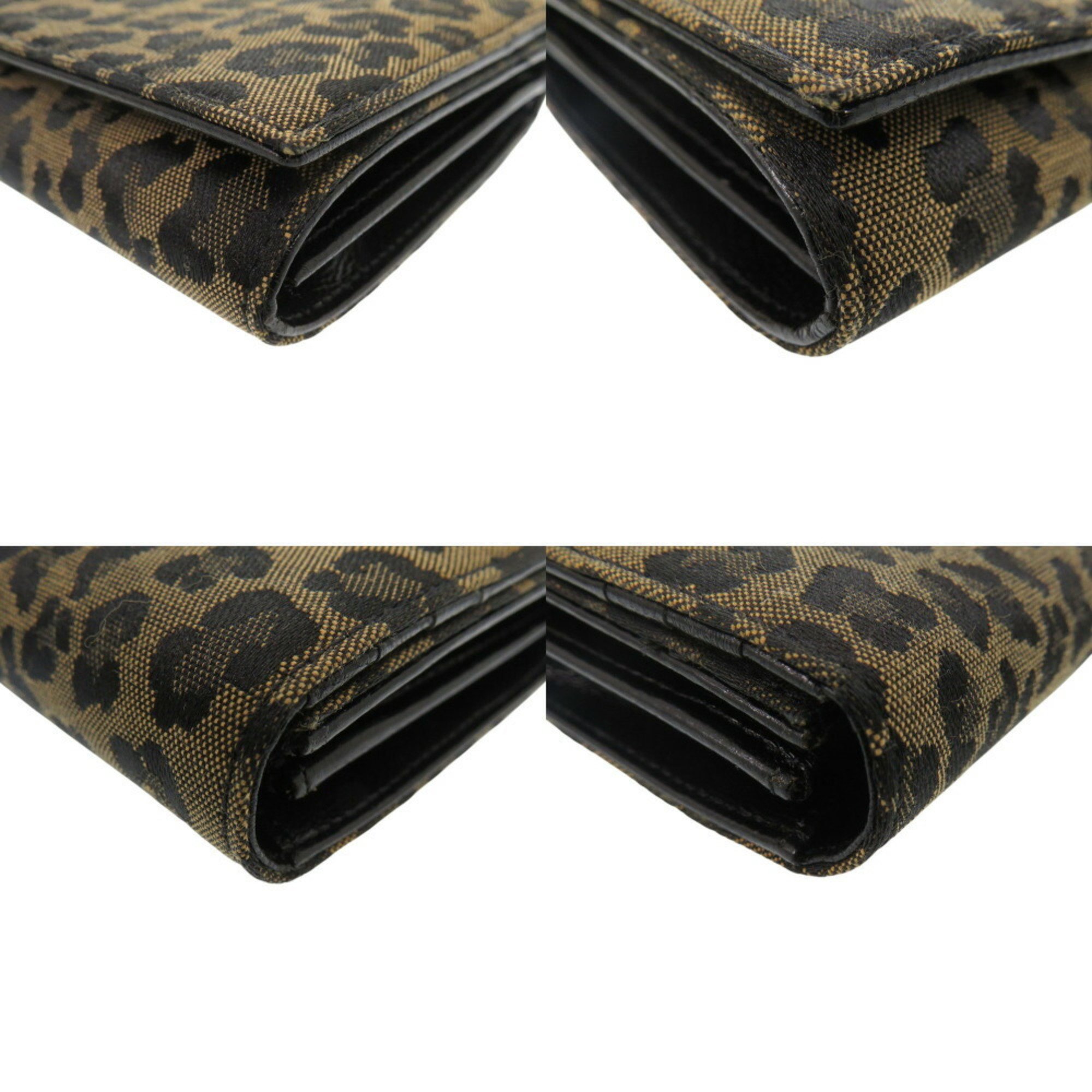 Fendi Leopard Print 8M0000 Canvas/Leather Beige Long Wallet 1304FENDI