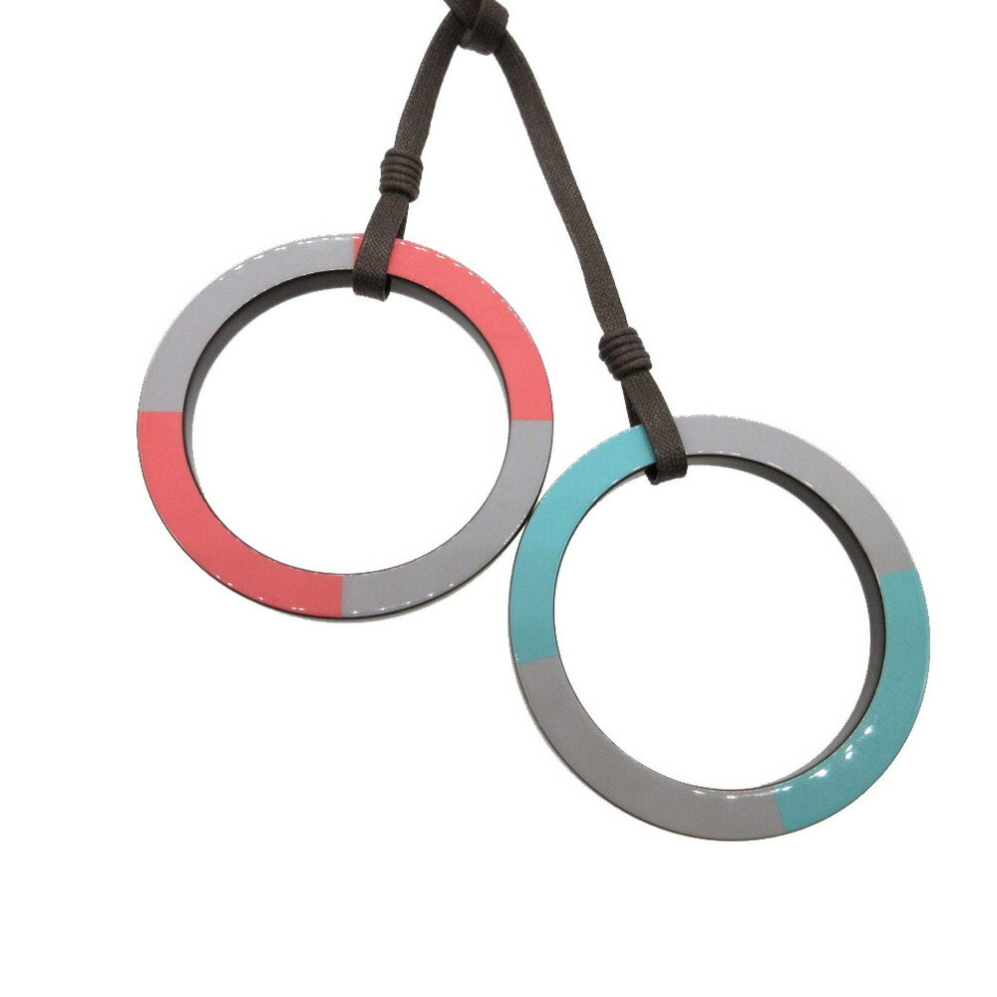 Hermes Mikado Horn & Lacquer Necklace Lacquer/Lacquer Wood Gray Pink Green 1400HERMES