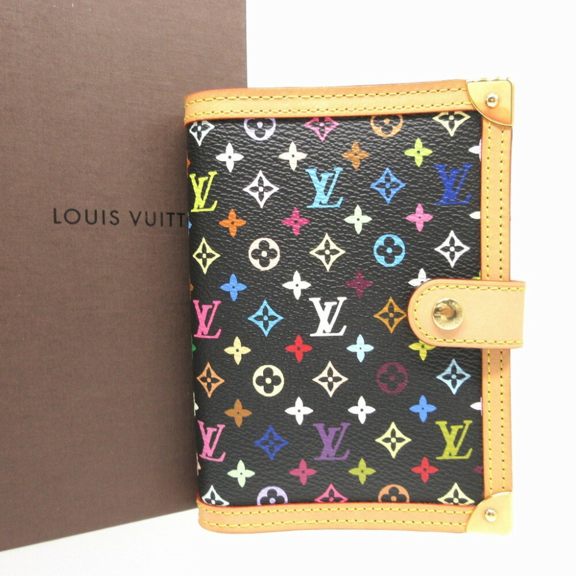 Louis Vuitton Agenda PM Monogram Multicolor R20895 Noir Black Notebook Cover 1265LOUIS VUITTON