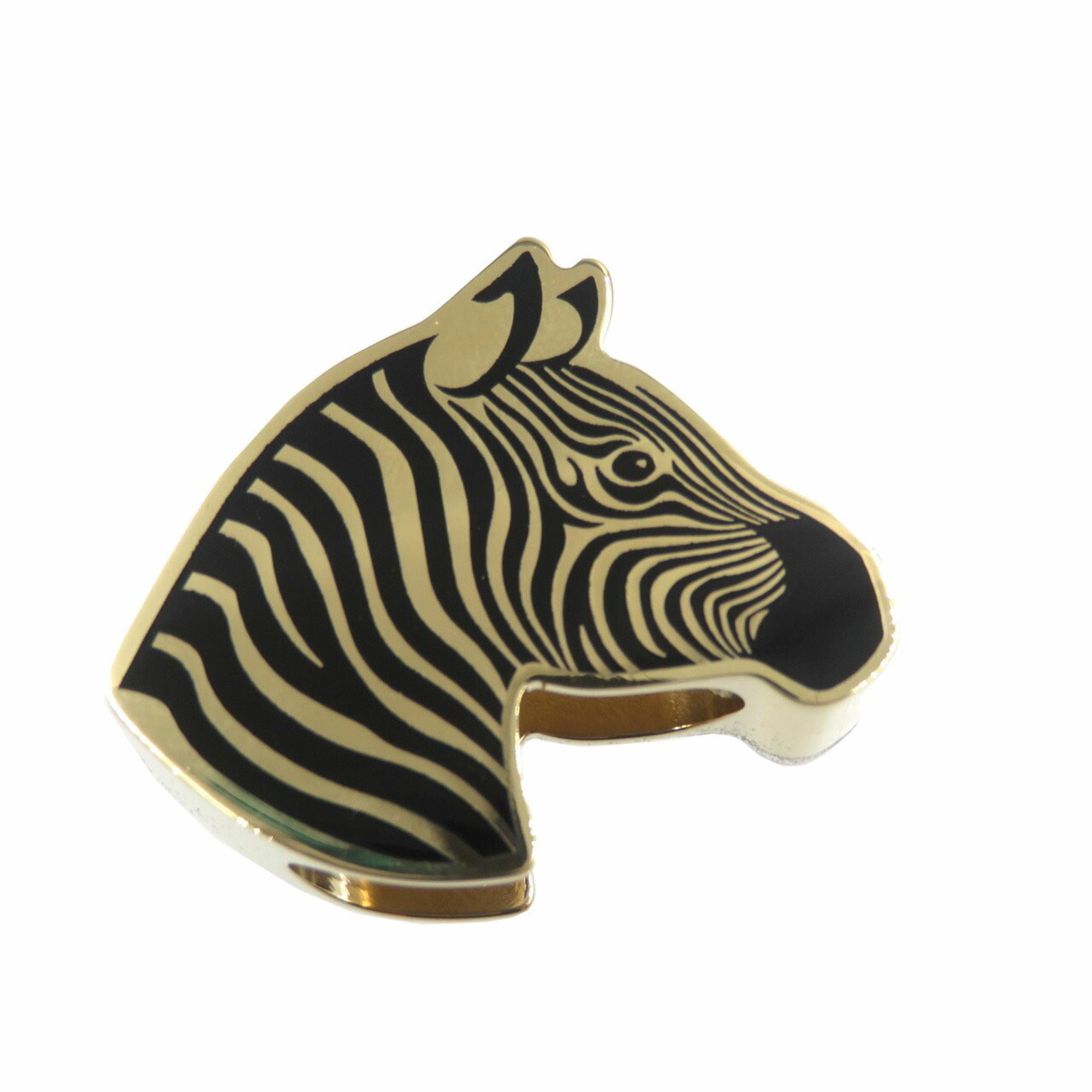 Hermes Zebra Metal Gold Black Scarf Ring 1480HERMES