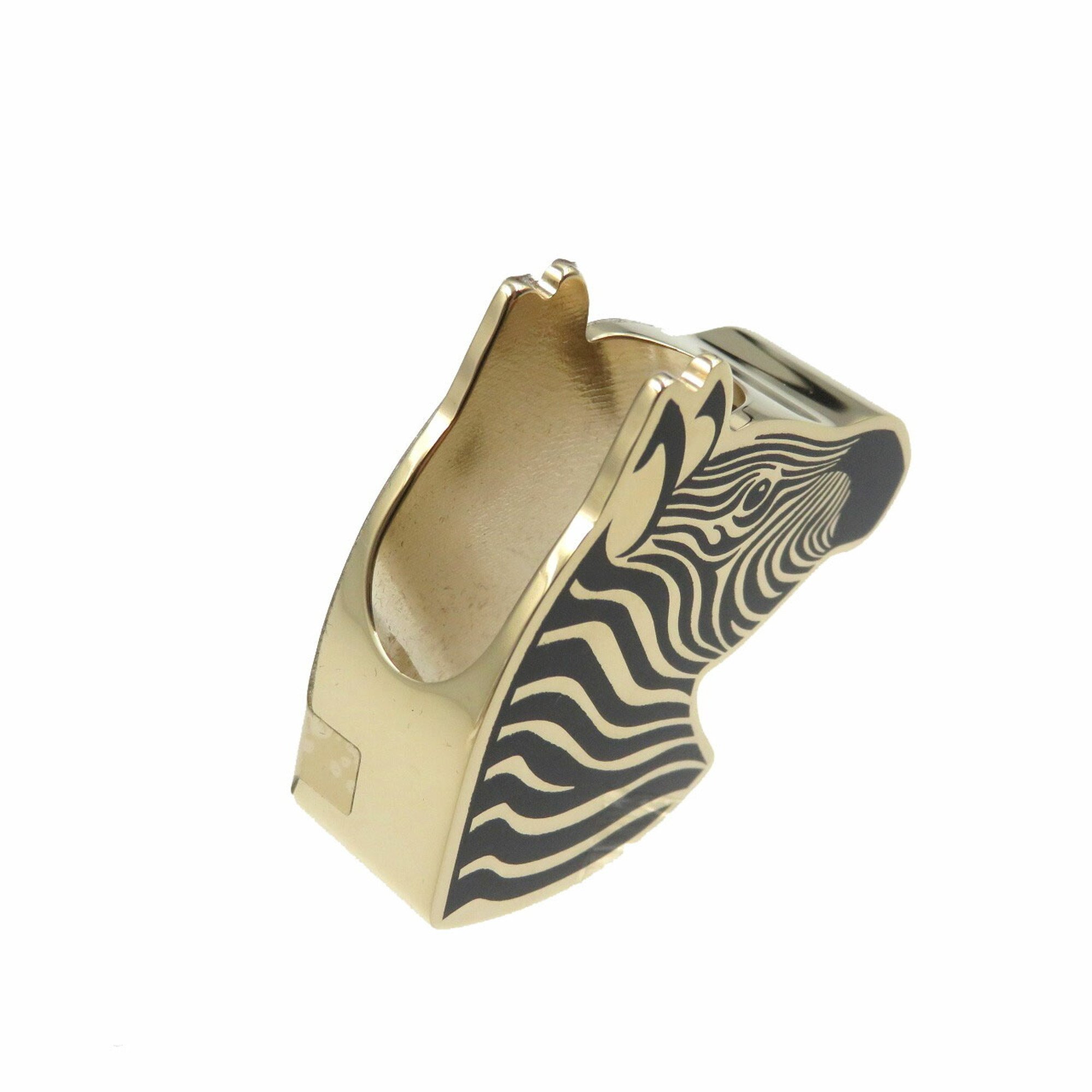 Hermes Zebra Metal Gold Black Scarf Ring 1480HERMES