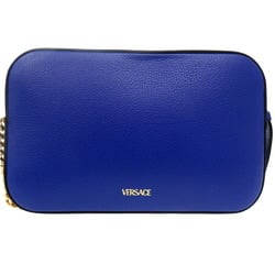 Versace Virtus Chain Shoulder Bag Pouch Metal Icon Leather Blue 0729VERSACE