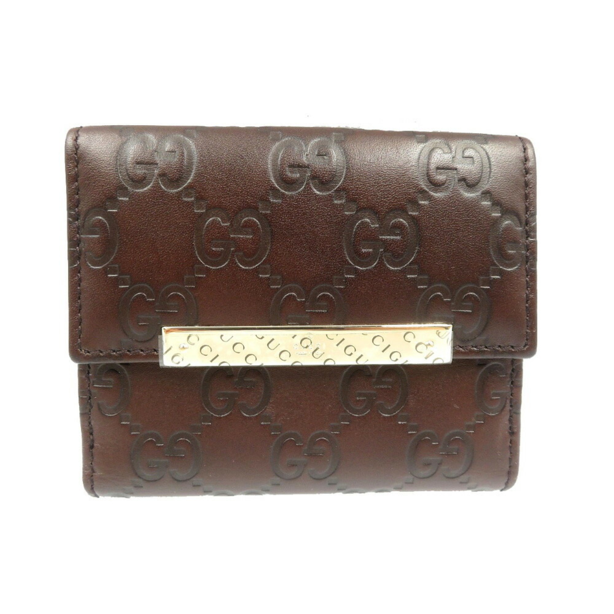 Gucci 112726 Guccissima Leather Dark Brown W Bi-fold Wallet 1389GUCCI