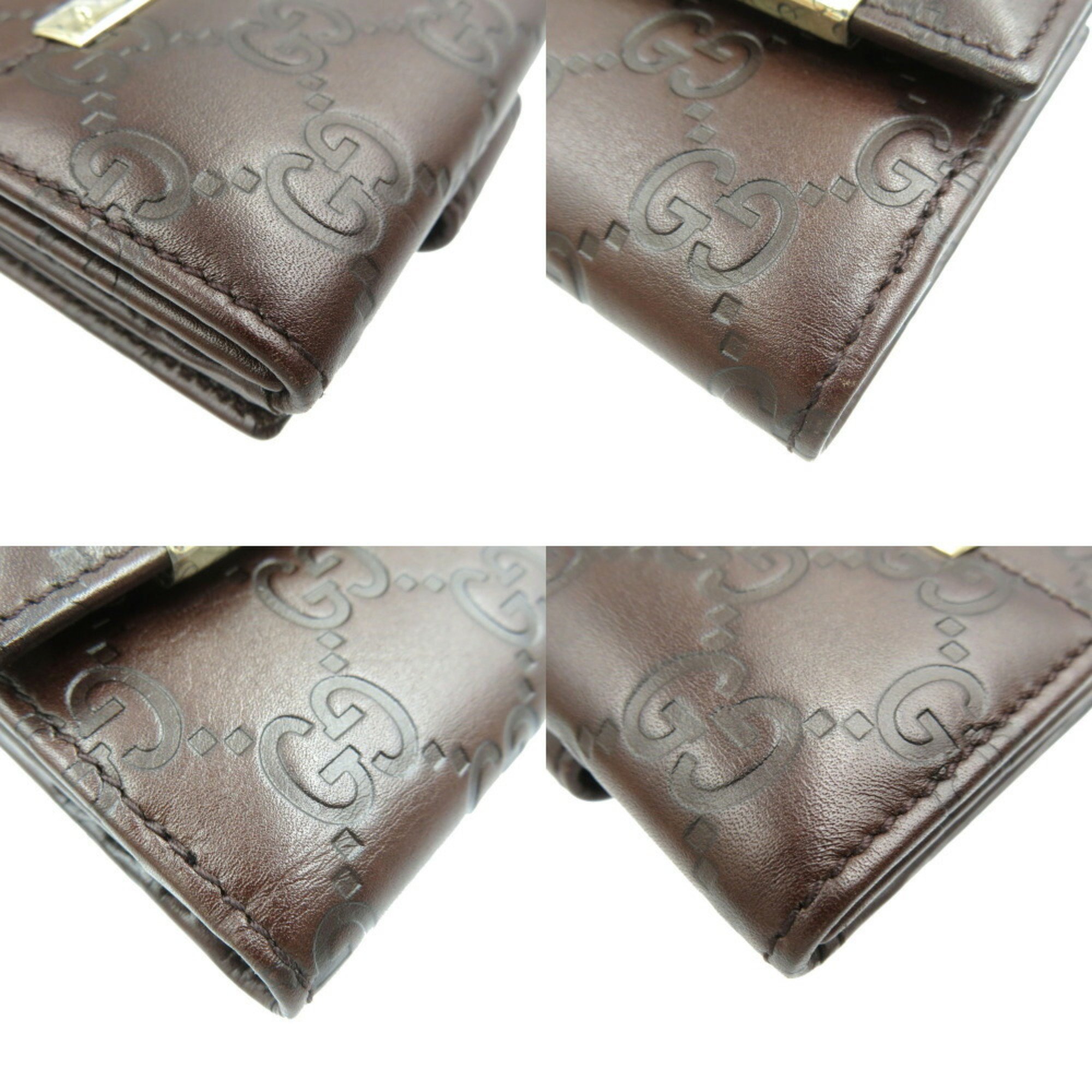 Gucci 112726 Guccissima Leather Dark Brown W Bi-fold Wallet 1389GUCCI