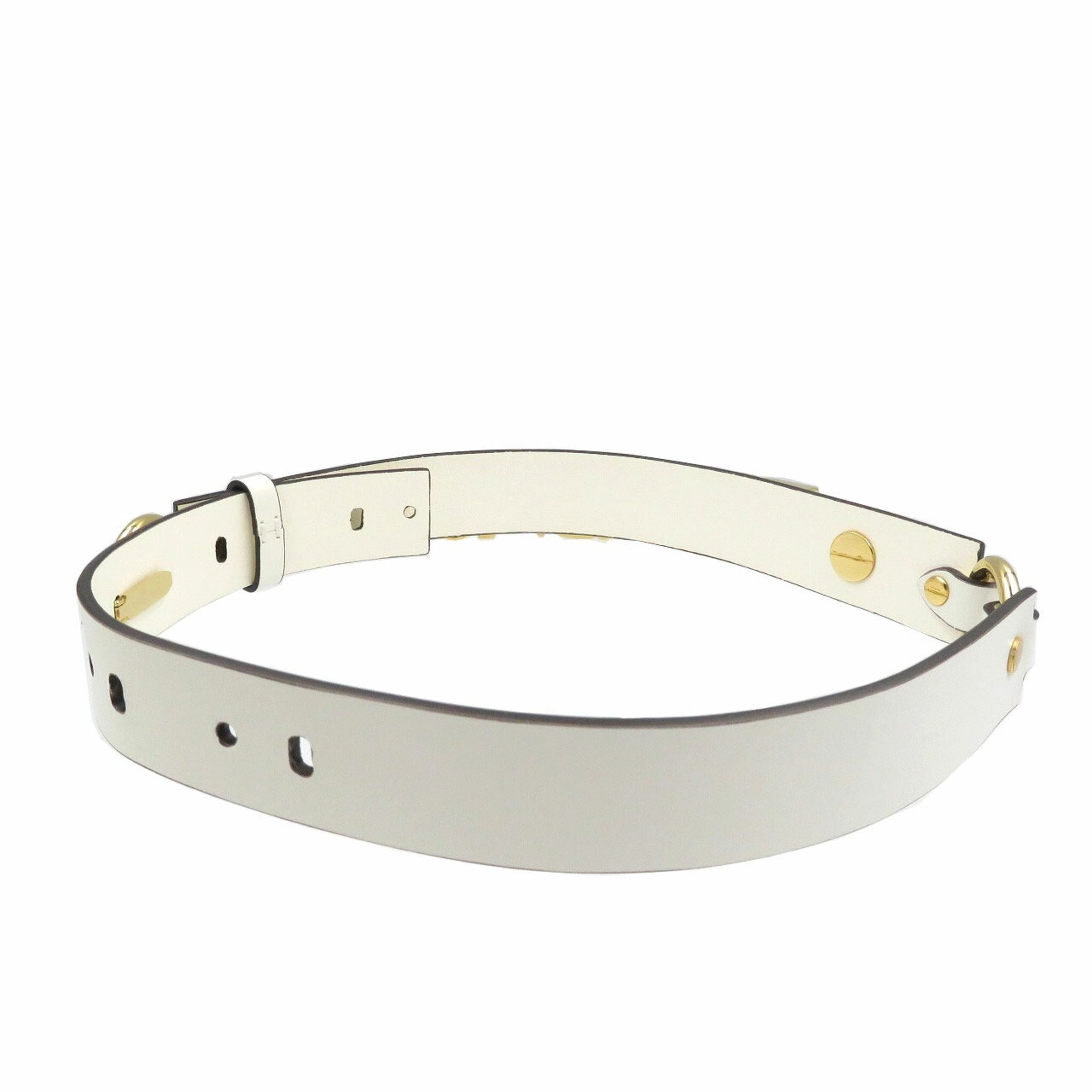 Fendace Fendi Versace 8C0662 Leather Metal White Gold Belt 1891FENDACE