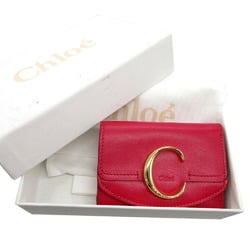 Chloé Chloe Sea Compact Wallet Tri-fold Leather/Calf Leather Crimson Pink 1533Chloe