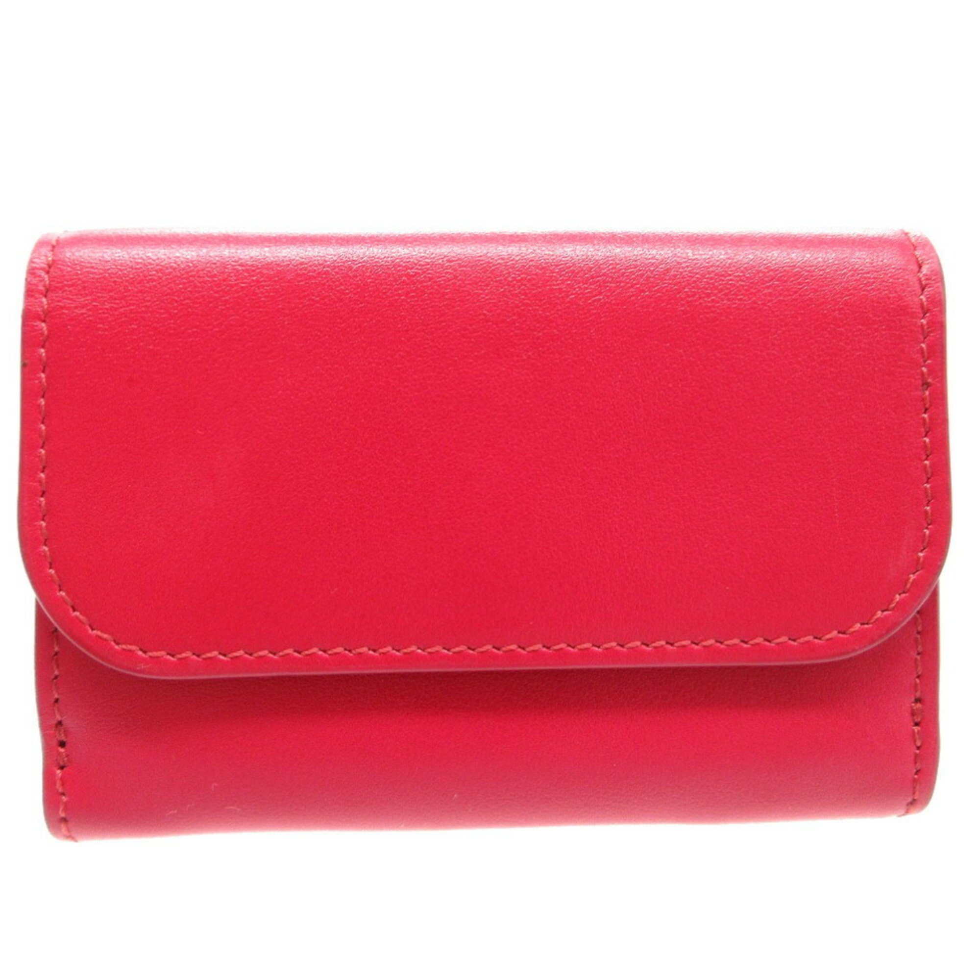 Chloé Chloe Sea Compact Wallet Tri-fold Leather/Calf Leather Crimson Pink 1533Chloe