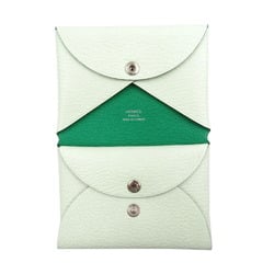 Hermes Calvi Duo Verso B Stamp Chevre Vert Fizz Light Green Coin Case 1965HERMES