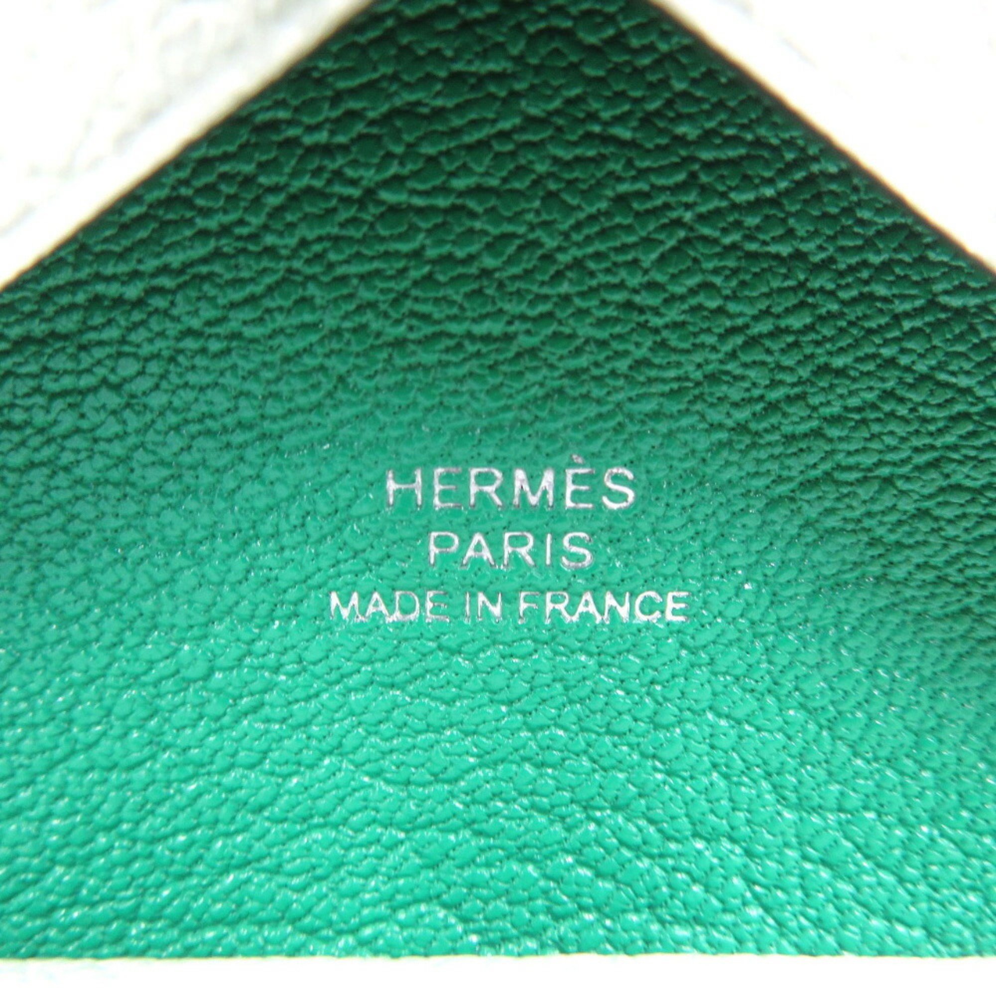 Hermes Calvi Duo Verso B Stamp Chevre Vert Fizz Light Green Coin Case 1965HERMES