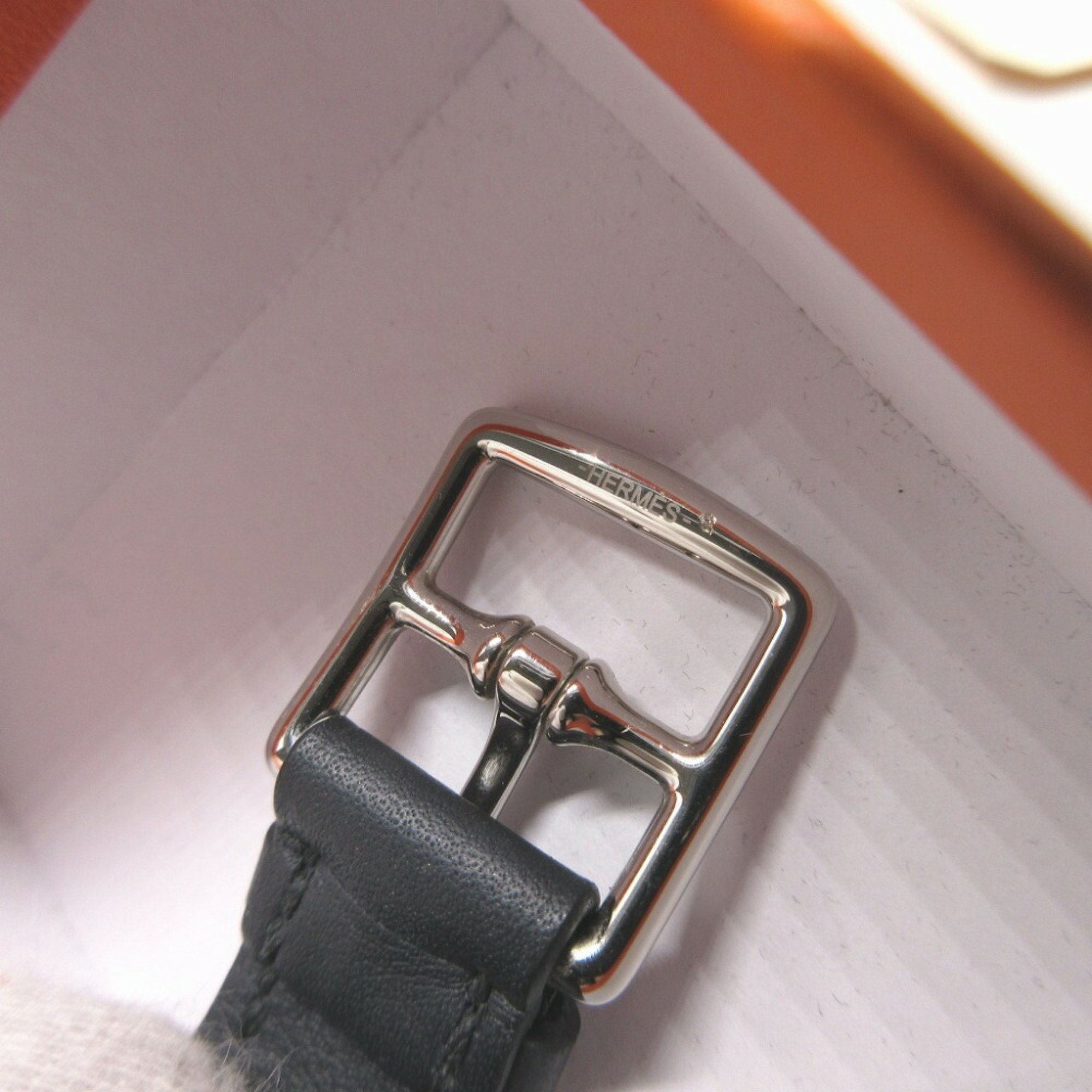 Hermes Etrivier Babor U-stamped Swift leather navy bracelet 0571HERMES