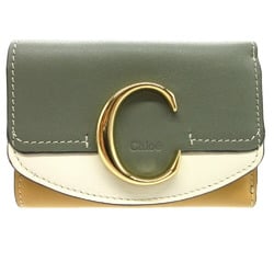 Chloé Chloe Sea Compact Wallet Tri-fold Leather/Calf Leather Multicolor Khaki Yellow 1534Chloe