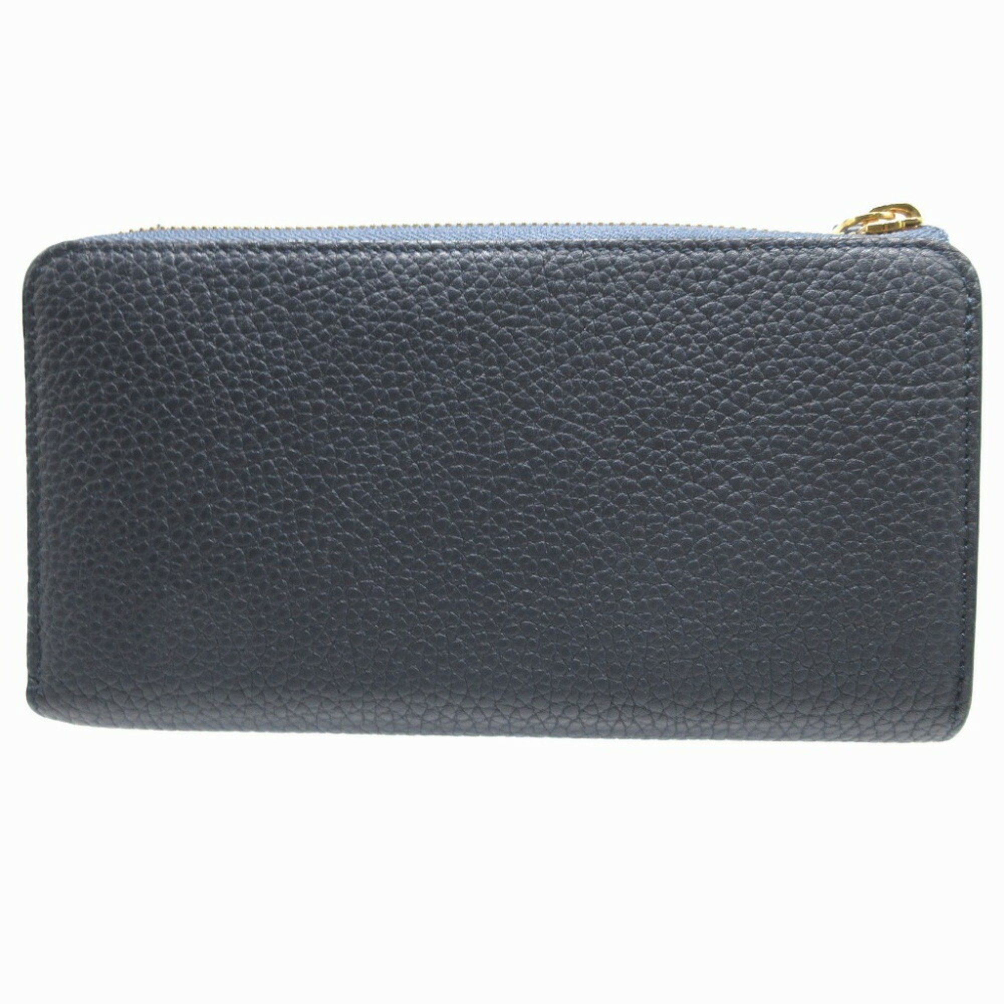 Louis Vuitton Portefeuille Comet M68582 Taurillon Leather Blue Marine Navy L-shaped Long Wallet 1190LOUIS VUITTON