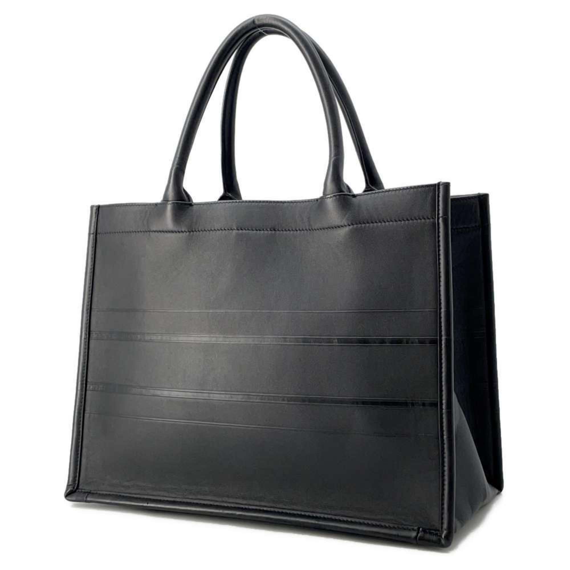 Christian Dior Tote Bag Book Medium All Leather Black