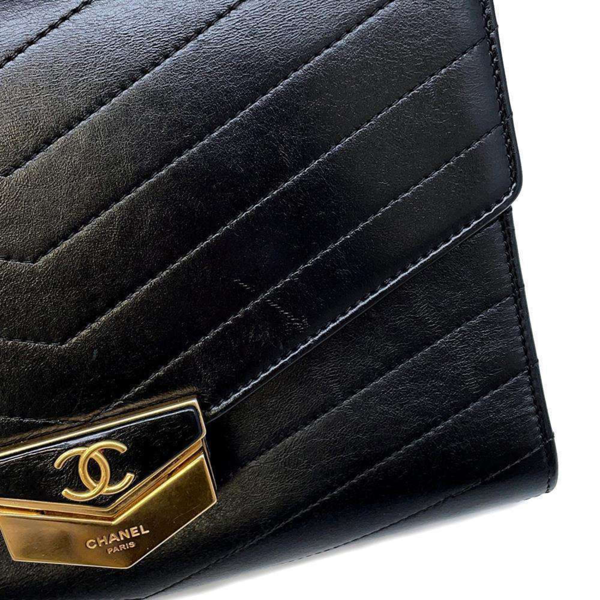 Chanel Shoulder Bag V Stitch Leather A57491 CHANEL Chevron Black