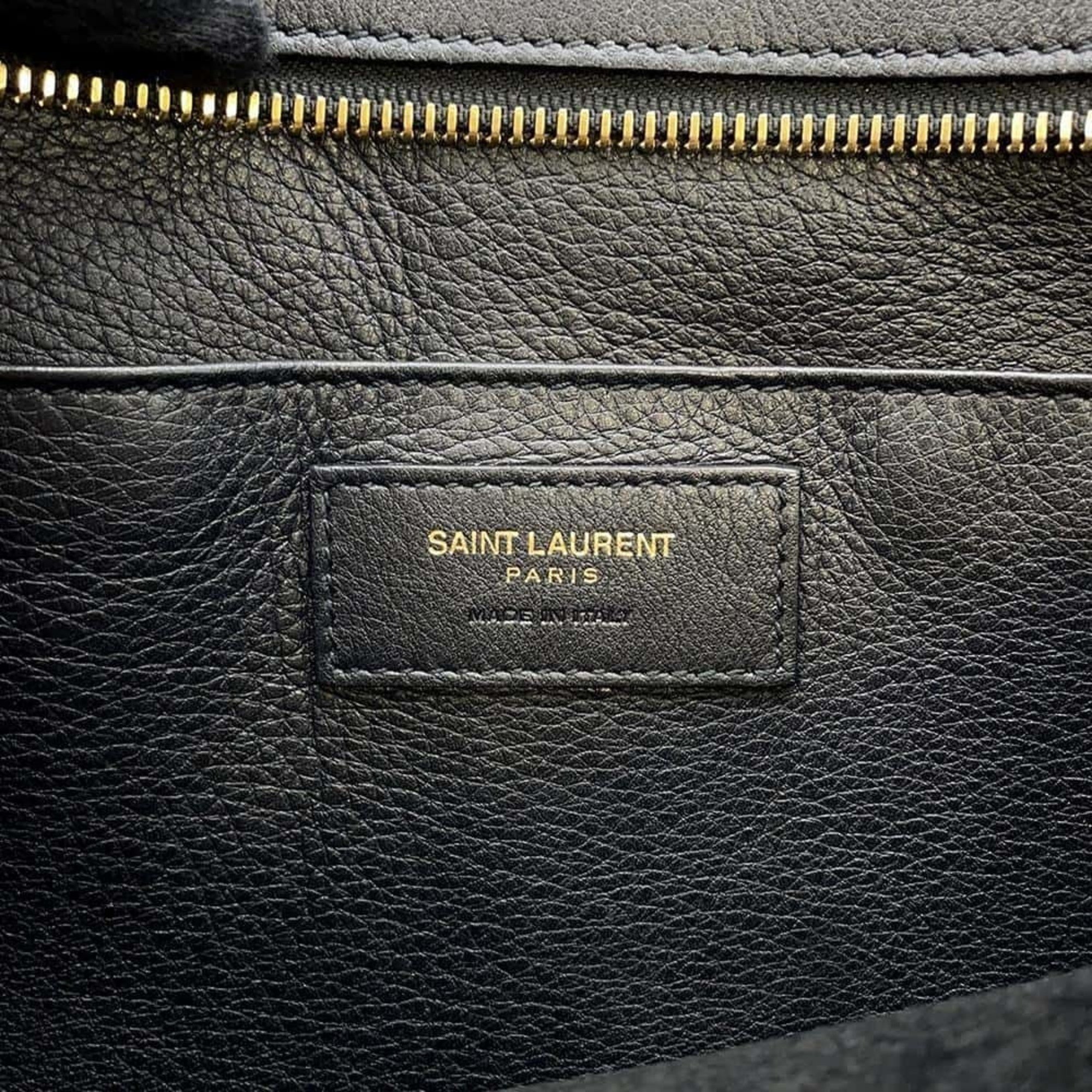 Saint Laurent handbag Baby Cabas leather SAINT LAURENT PARIS 2way shoulder bag black