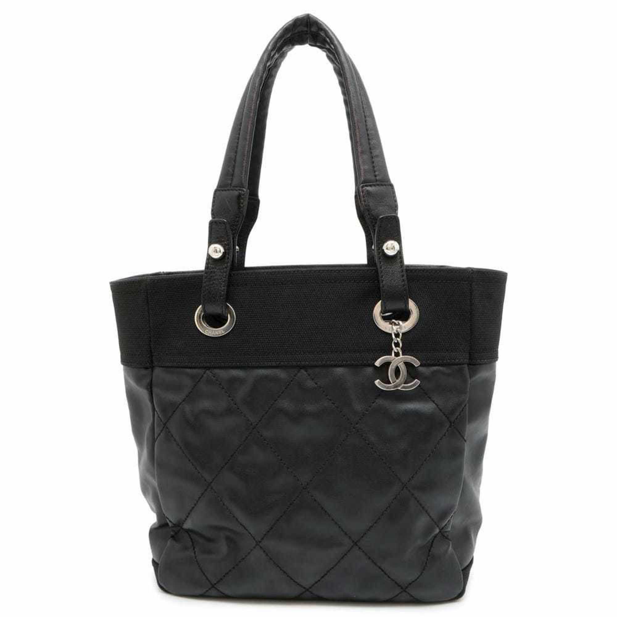 Chanel Tote Bag Paris Biarritz PM Matelasse Coco Mark Small A34208 CHANEL Black