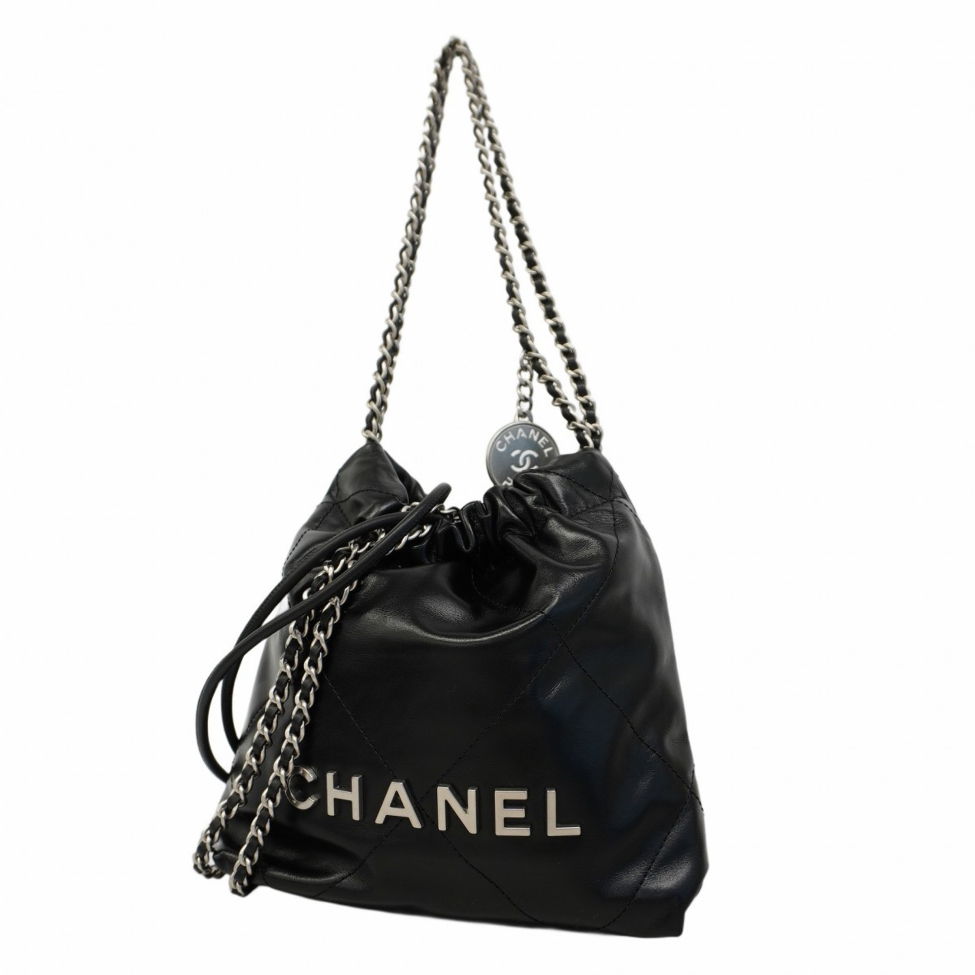 Chanel Shoulder Bag 22 Calfskin Black Women's