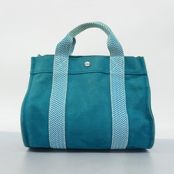 Hermes Tote Bag Cannes PM Canvas Turquoise Blue Women's