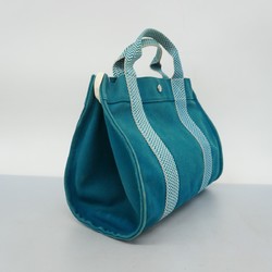 Hermes Tote Bag Cannes PM Canvas Turquoise Blue Women's