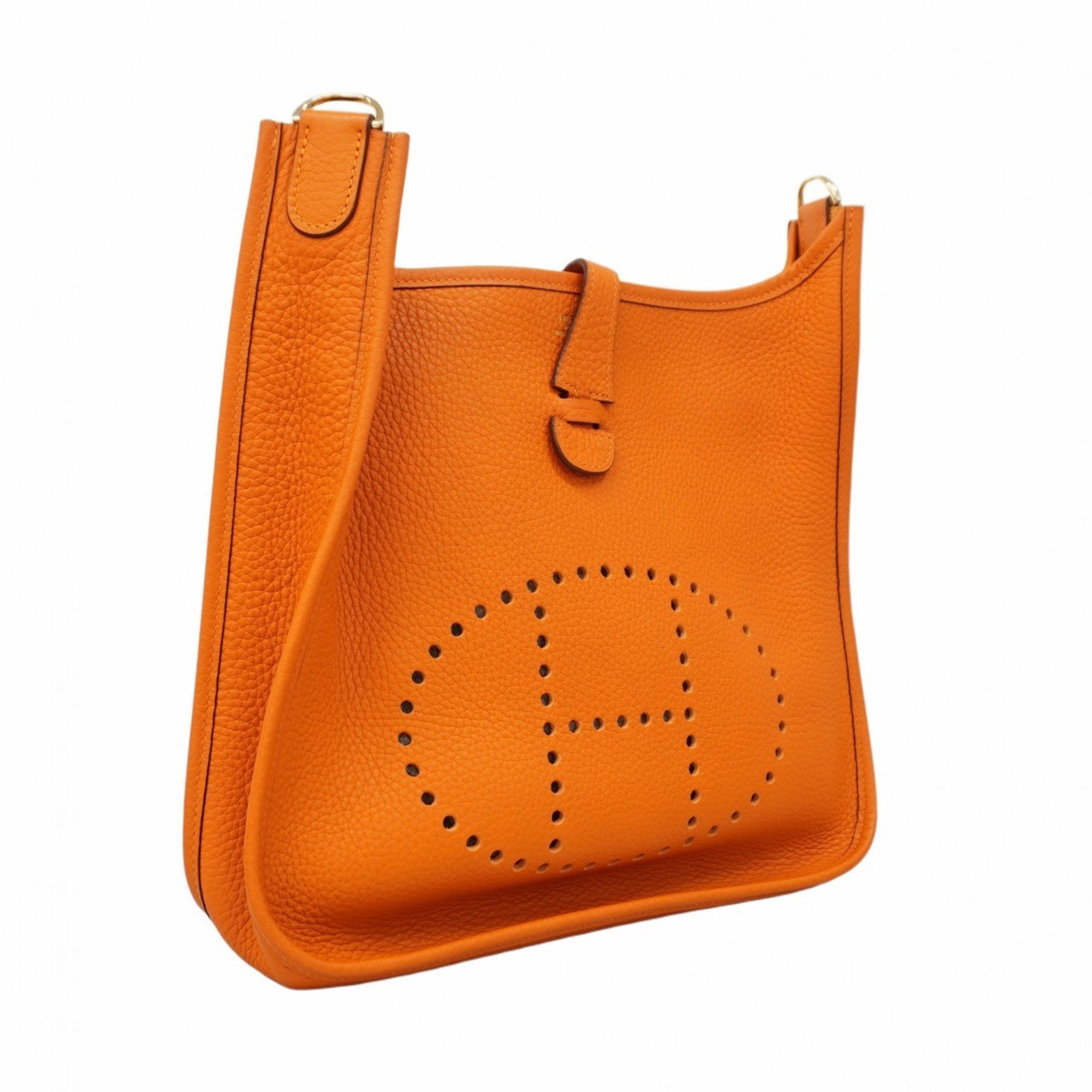 Hermes Shoulder Bag Evelyn 1PM Taurillon Clemence Orange □I Engraved Ladies