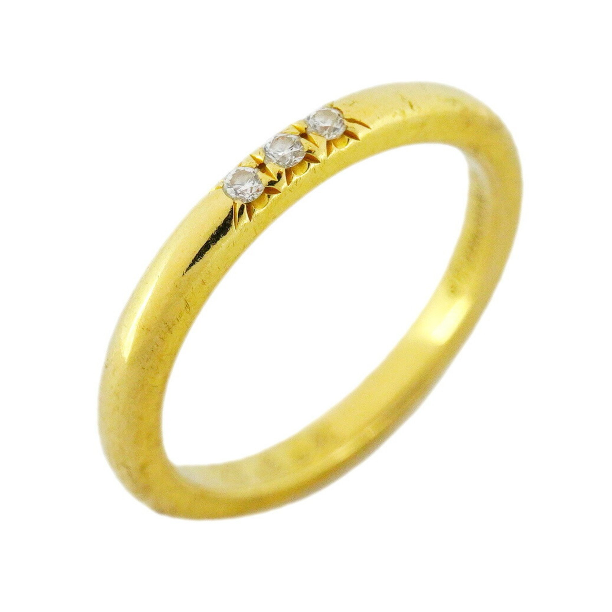 Tiffany Ring Classic Band 3PD Diamond K18YG Yellow Gold Size 4 Ladies