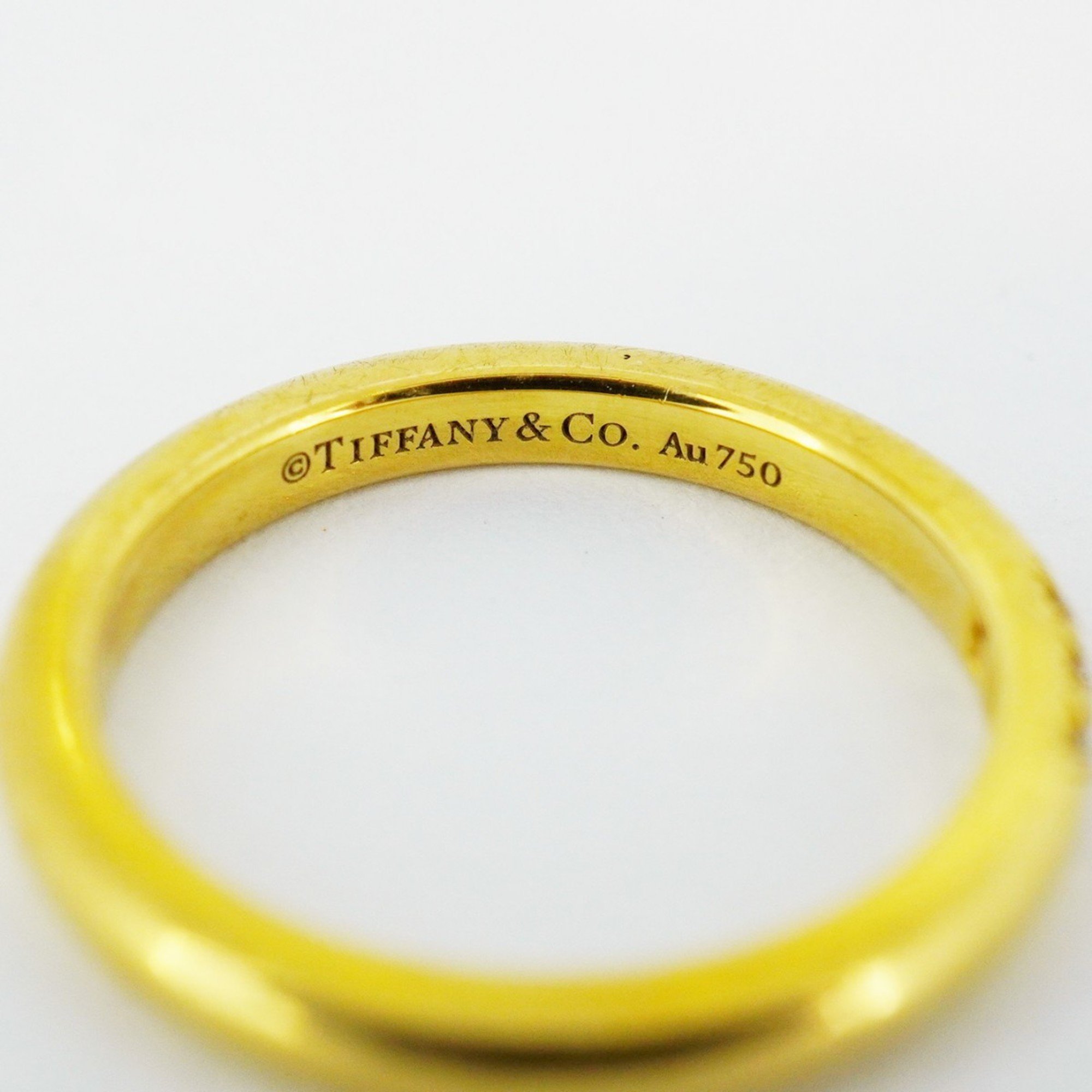 Tiffany Ring Classic Band 3PD Diamond K18YG Yellow Gold Size 4 Ladies