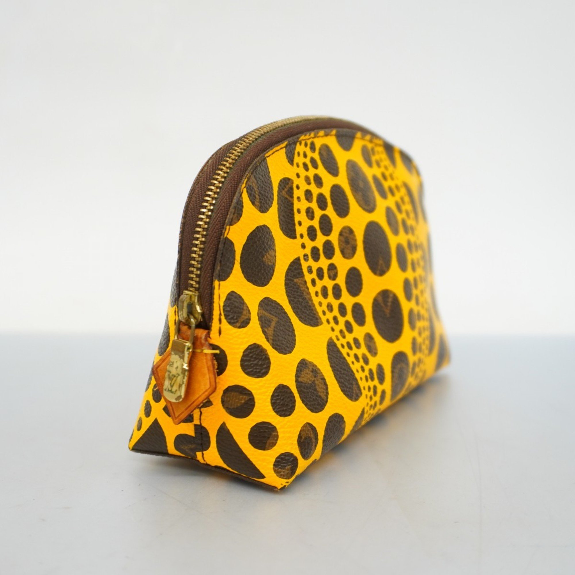 Louis Vuitton Pouch Monogram Pumpkin Dot Pochette Tick M47346 Brown Jaune Yayoi Kusama Ladies