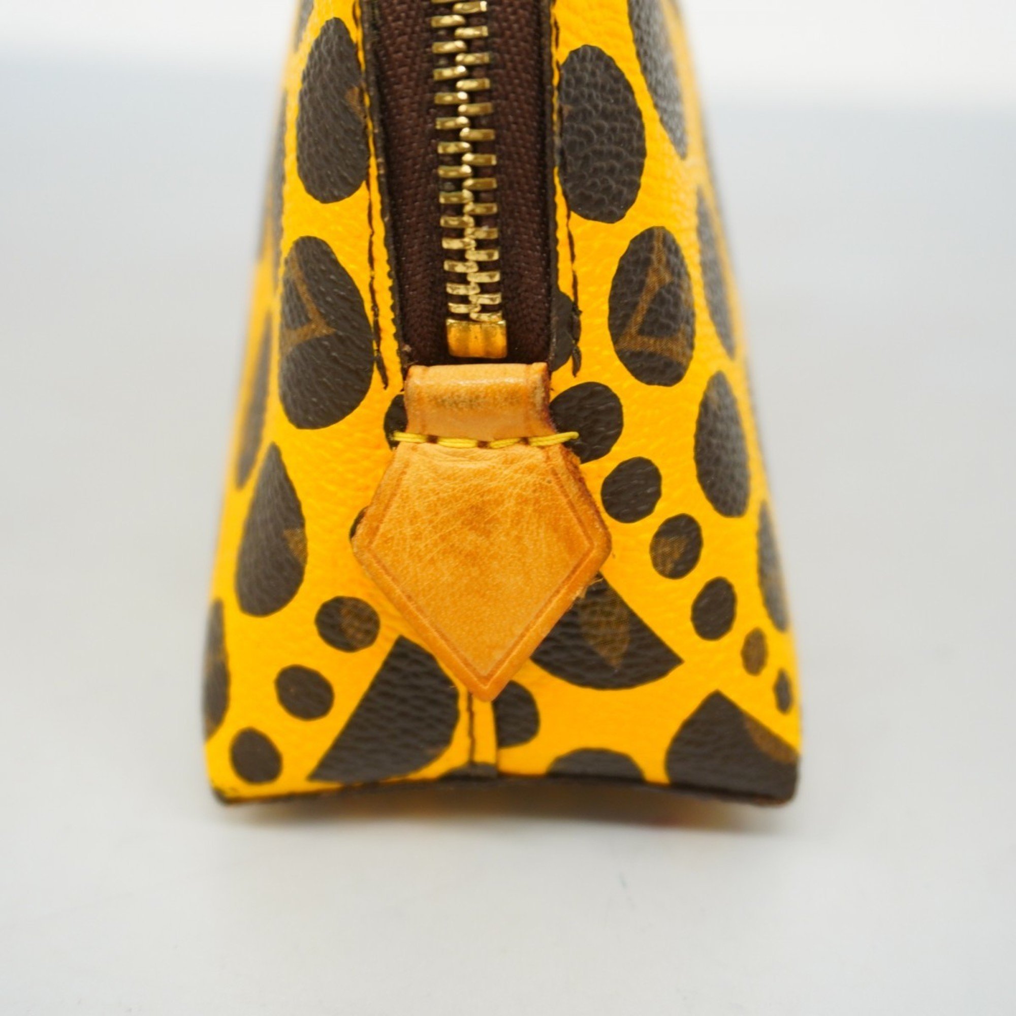 Louis Vuitton Pouch Monogram Pumpkin Dot Pochette Tick M47346 Brown Jaune Yayoi Kusama Ladies