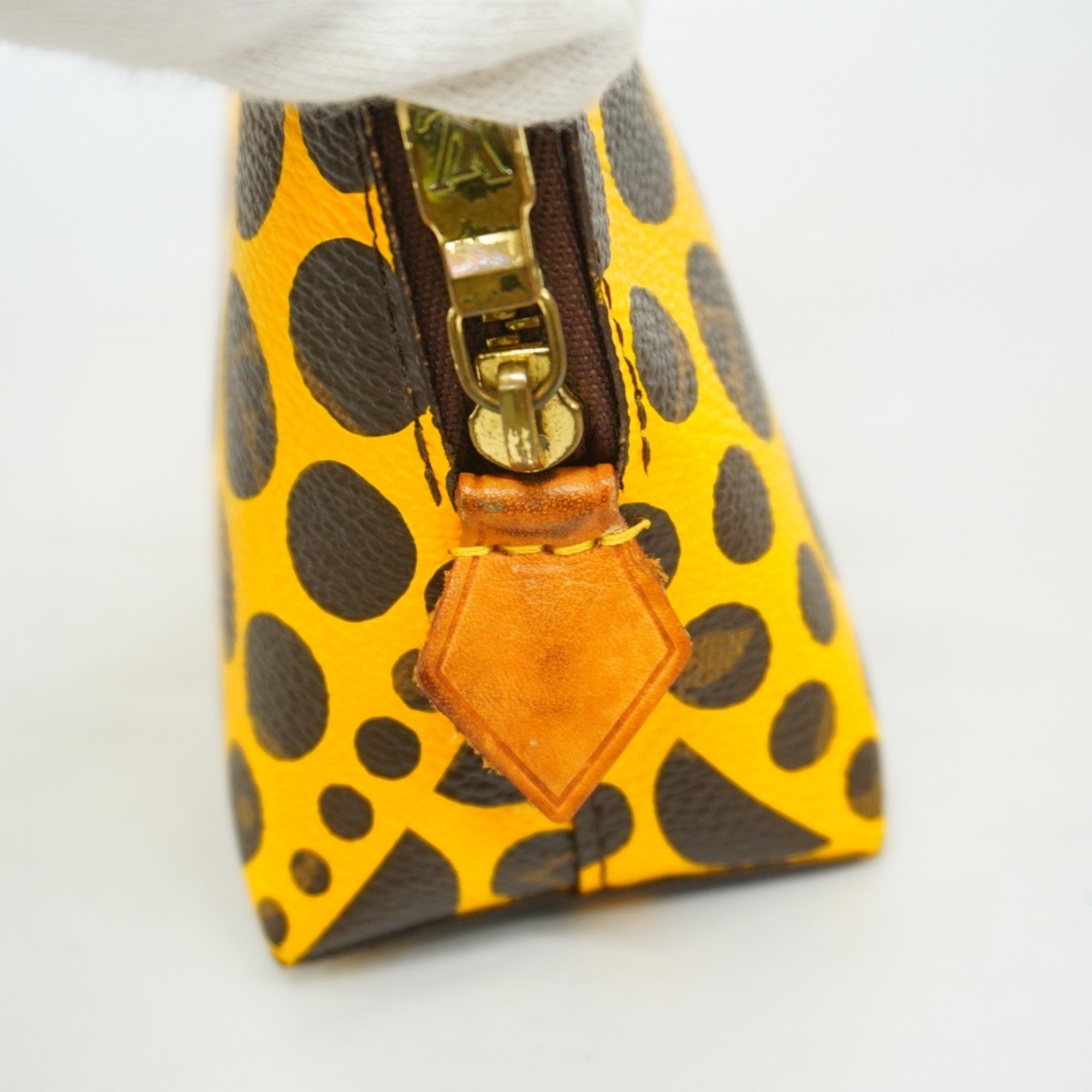 Louis Vuitton Pouch Monogram Pumpkin Dot Pochette Tick M47346 Brown Jaune Yayoi Kusama Ladies