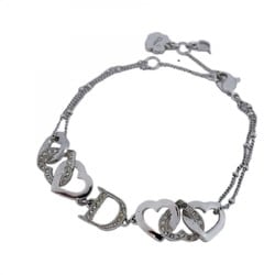 Christian Dior Bracelet D Heart Motif Rhinestone Metal Silver Women's