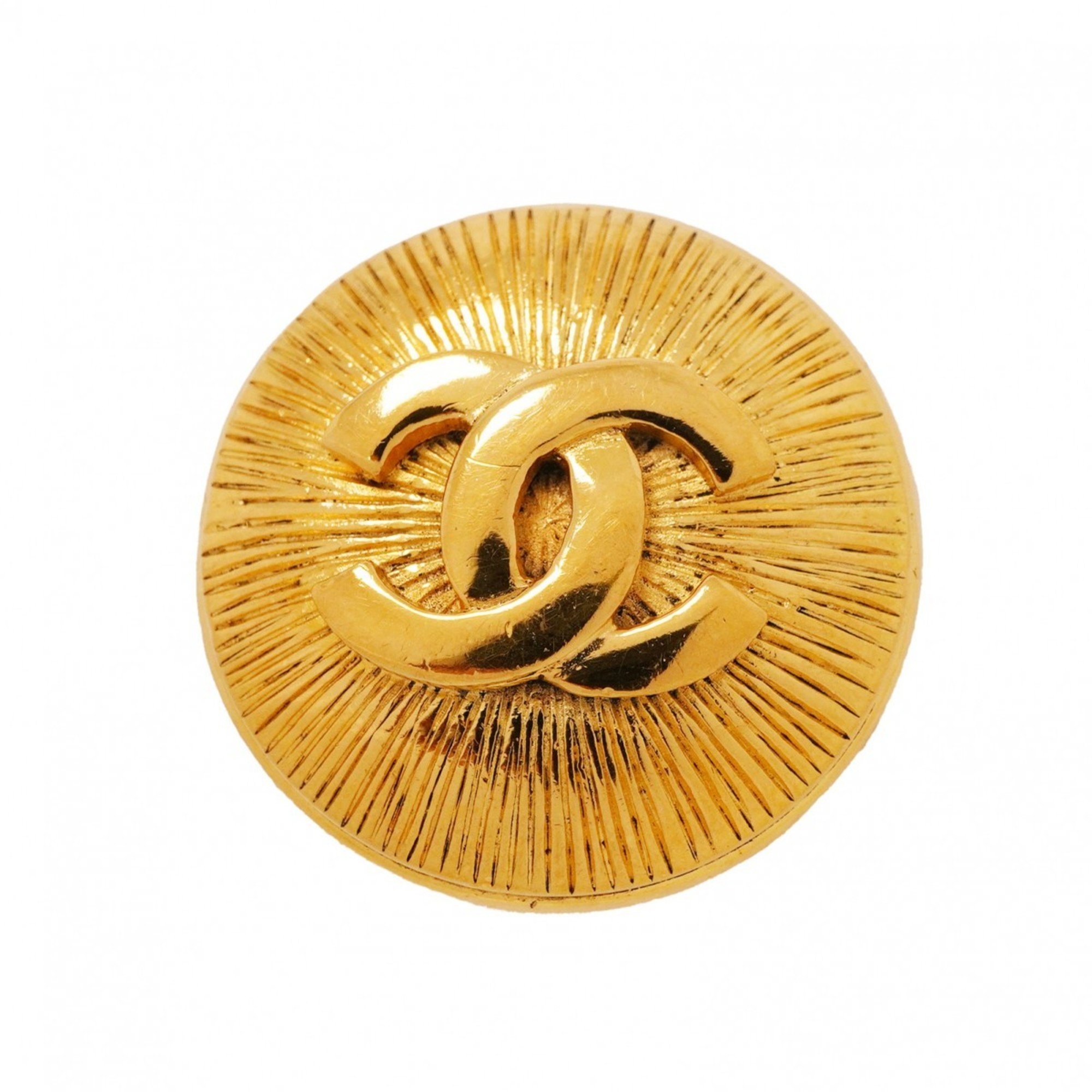 Chanel Brooch Coco Mark Circle GP Plated Gold Ladies