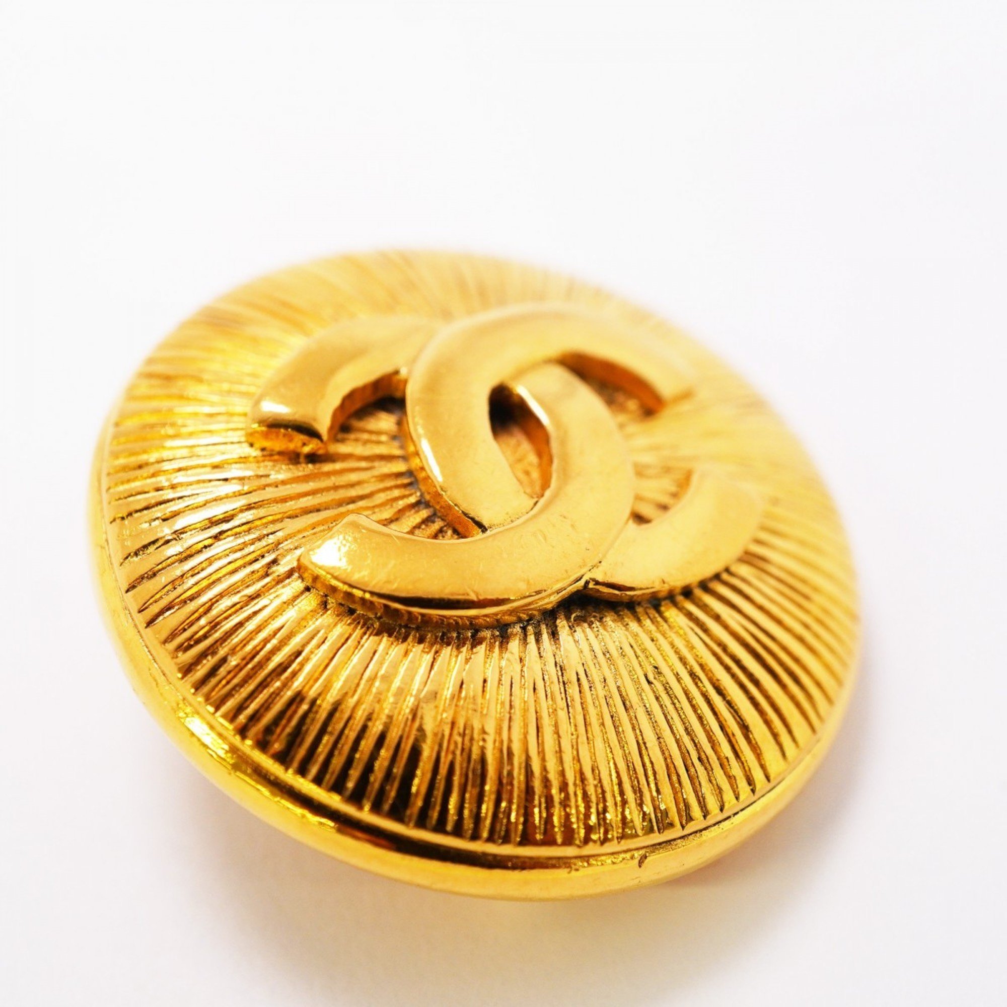 Chanel Brooch Coco Mark Circle GP Plated Gold Ladies