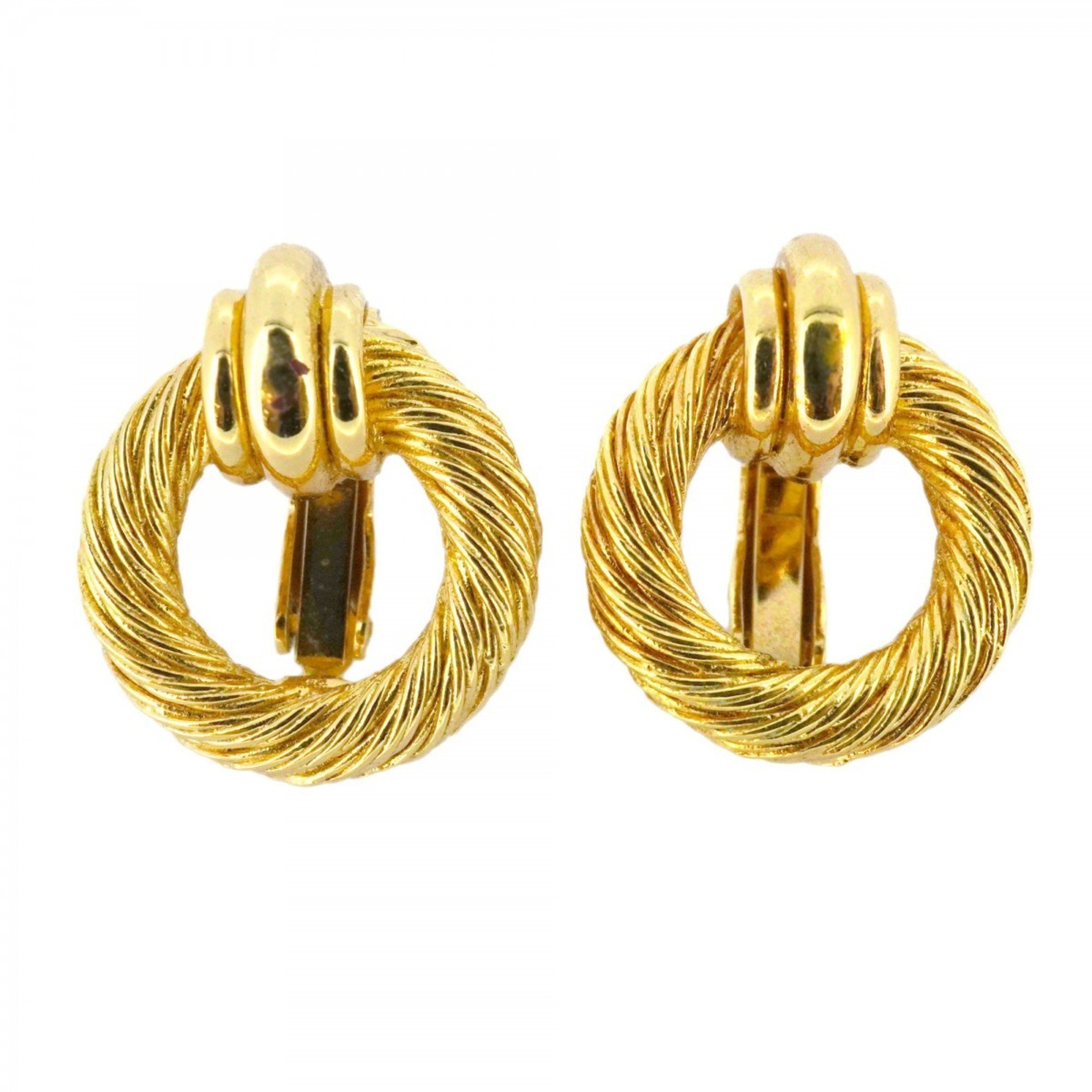 Christian Dior Earrings Circle GP Plated Gold Ladies