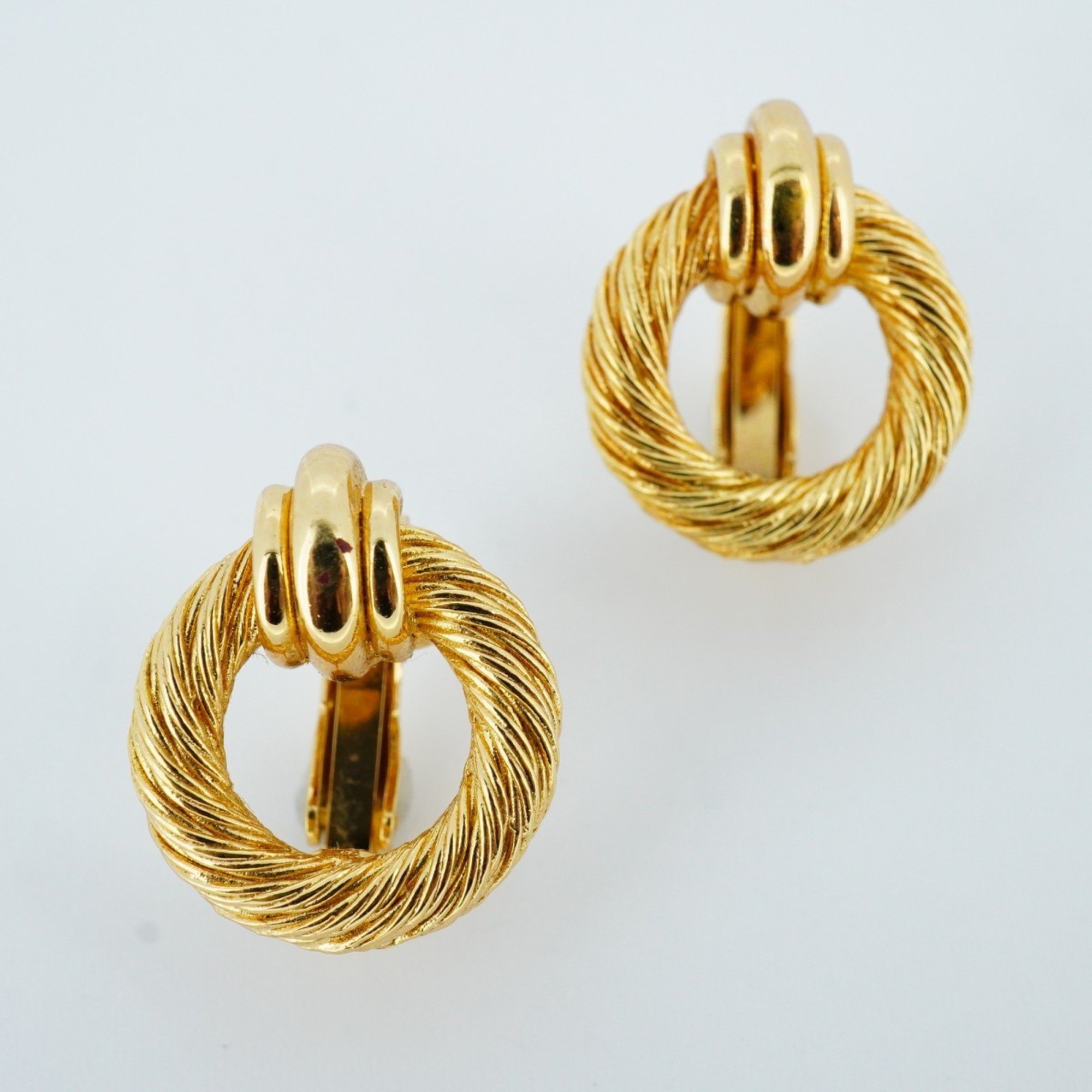 Christian Dior Earrings Circle GP Plated Gold Ladies