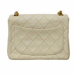 Chanel Shoulder Bag Matelasse Lambskin White Women's