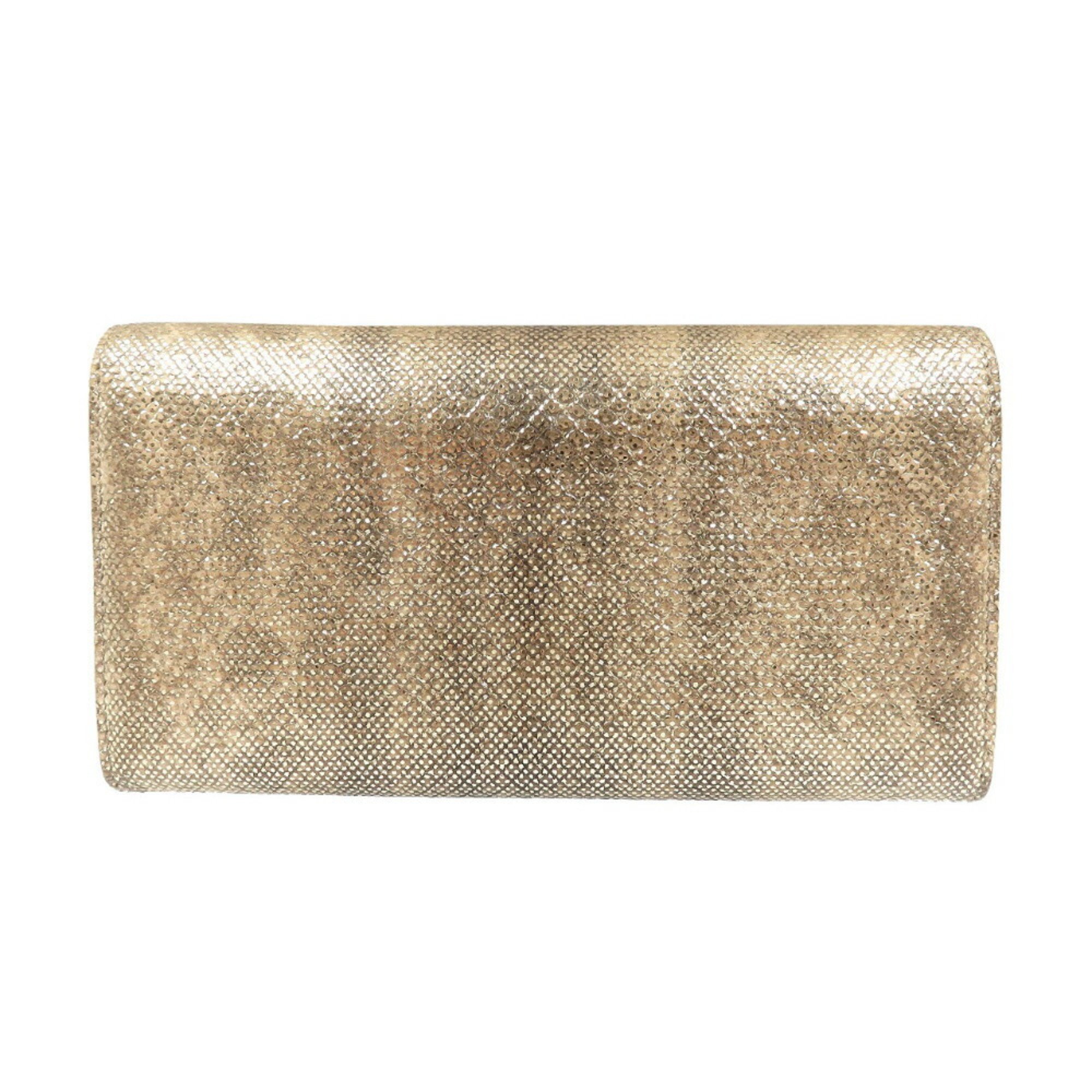 BVLGARI 288278 Karungskin Gold Metallic Long Wallet 1398BVLGARI