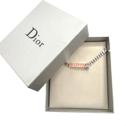 Christian Dior Plate Bracelet Metal Silver Pink 0687Christian